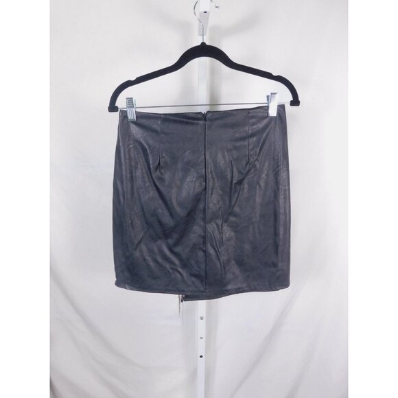 New Collection Skirt Womens Large Black Faux Leather Chain Fringe Made in Italy - Picture 4 of 9